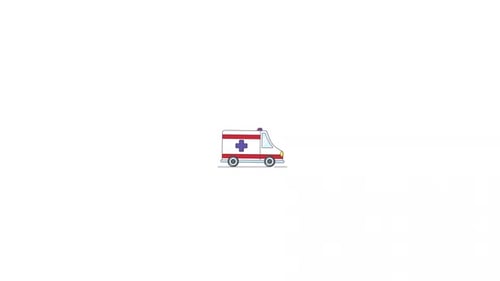 Flat Design Animated Ambulance Driving
