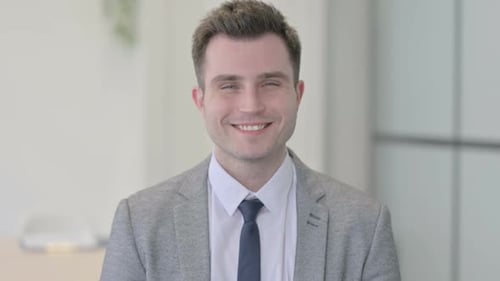 Smiling Young Adult Man in Suit and Tie