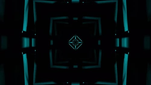 Turquoise Futuristic Tunnel With Flashing Neon Module Background Vj Loop In 4K