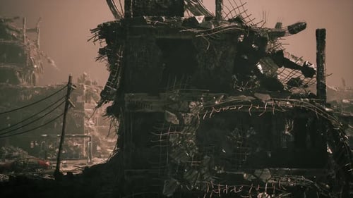 Military Destruction Leaves City in Ruins Showing Conflicts Aftermath
