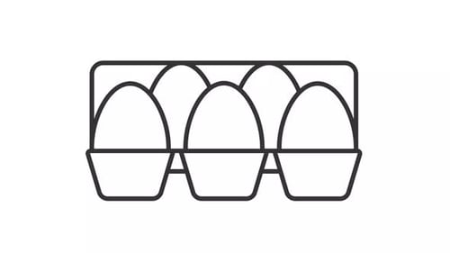 Animated eggs in carton box line icon