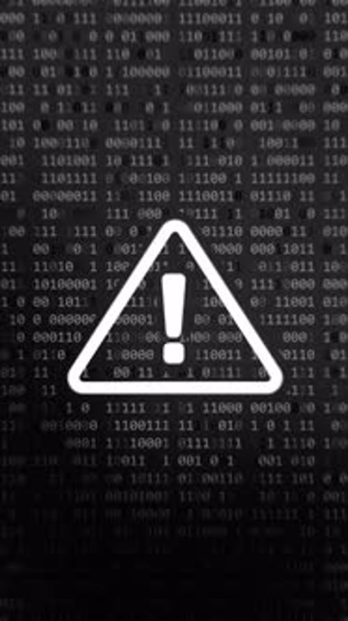 Attention symbol made with binary code. Danger Sign.