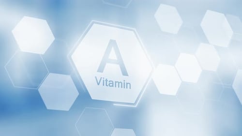 Animated Vitamin A Icon with Abstract Medical Science Background