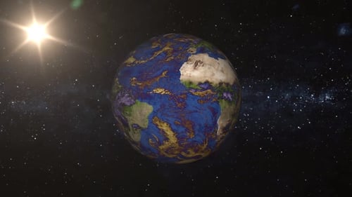 Rotating 3D Earth in Starry Universe