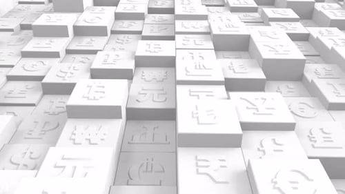 Global Currency Abstract 3D Cube Geometric Background White
