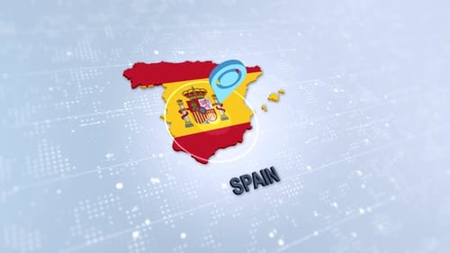 Animated Map of Spain with Location Pin