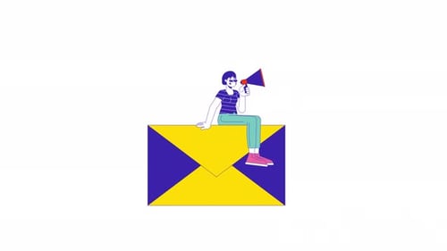 Animated Character with Megaphone on Email for Marketing Message