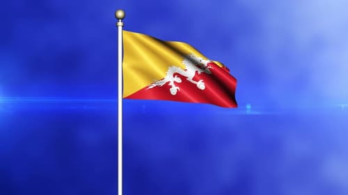 Seamlessly Looping Bhutan National Flag Animation