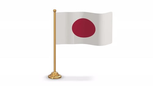 Minimale 3D-Flagge von Japan, mit seitlicher Ansicht, schwenkende Schlaufe, transparent