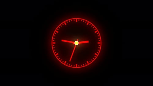 Neon Red Digital Clock Face Animation