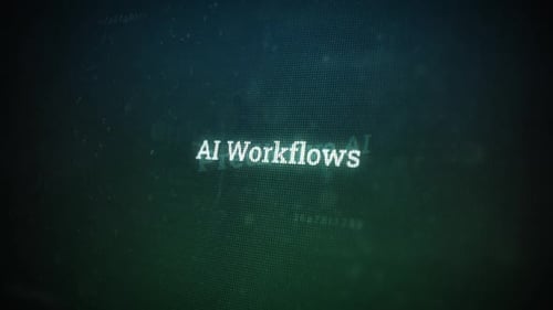 Flux de travail d'IA sur un message d'écran numérique sur des écrans d'ordinateur V03