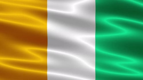 Ivory Coast National Flag Waving Seamless Loop Animation