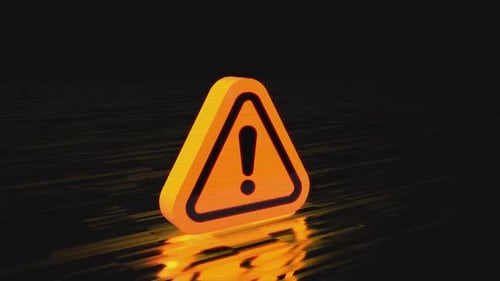 Warning Alert Symbol with Glitch Digital Noise Effect Animation