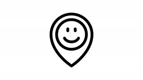 Minimalist Location Pin with Happy Face Icon Animation