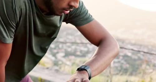 Tired Man Catching Breath After Exercise