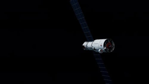 satellite spatial dans l'espace. la vidéo possède un canal alpha