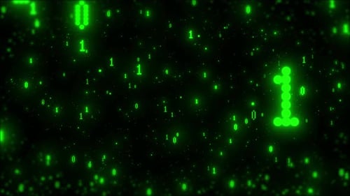 Camera Flying Through Digital Binary Code, Animation Abstract Data Transfer Background. Futuristic