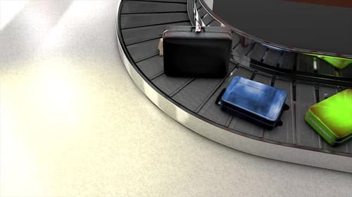 Malas coloridas no carrossel do aeroporto