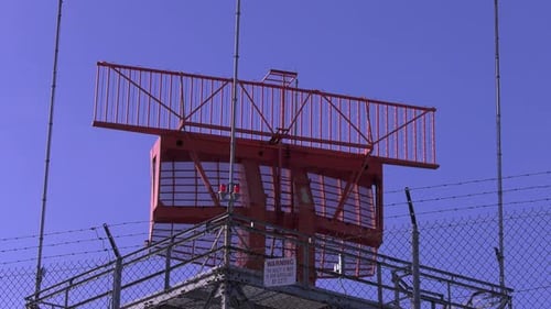 Radar dish at airport spinning