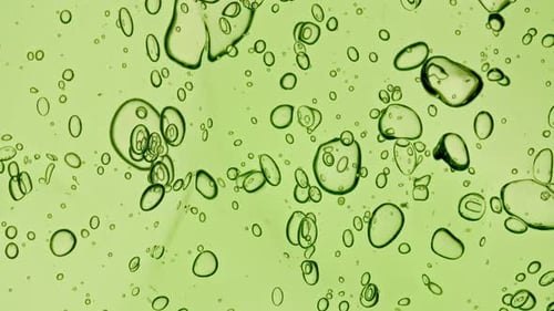 Abstract Bubbles Floating in Green Liquid