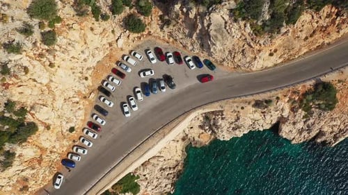 Above View of Car Parking Near Sea Bay