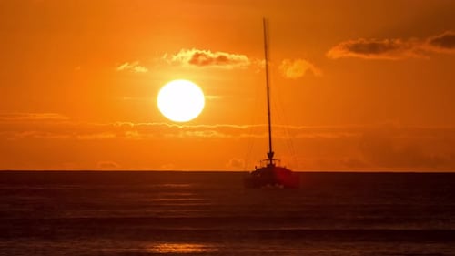 Sunset Time-Lapse Ocean Sailboat