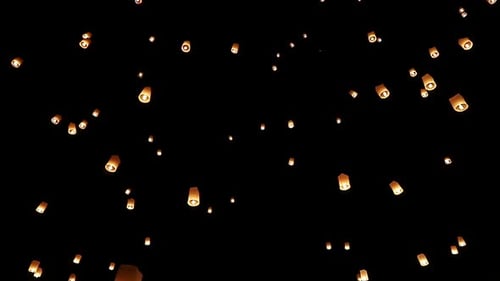 Sky lanterns, flying lanterns, floating lanterns, hot-air balloons Loy Krathong Festival.