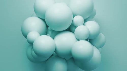 Smooth Matte Spheres in Tranquil Blue Tones Form a Soothing Abstract 3D Structure