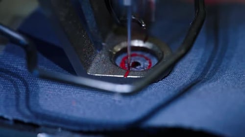 Textile needle sewing machine design. Sewing modern machine close up.