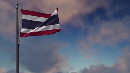 Thailand Flag Waving in Realistic Fluid Animation