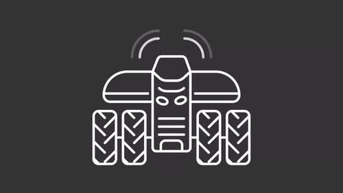Animated driverless tractor white icon