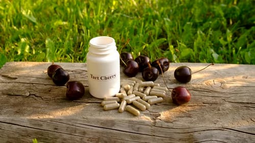 Cherry Extract in Supplements Selective Focus