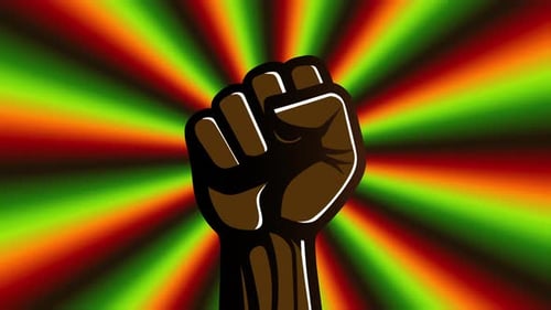 Abstract Fist Graphic on Radiating Color Background