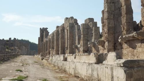 Scenic ruins of the Palace in Perge (Perga), Turkey
