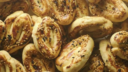 Pastries in patisserie. Close up,slow motion. 4K