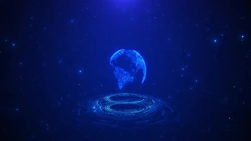 Digital Earth Hologram 3d Rotating Futuristic Virtual Earth hologram 3D digital interface background