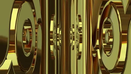 Luxus-Hintergrund mit rotierenden Goldformen, 3D-Render, exklusiv, Reflexion, Figuren