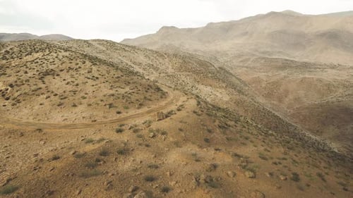 Expansive Desert Landscape in the Pamir Mountains of Tajikistan During Daylight