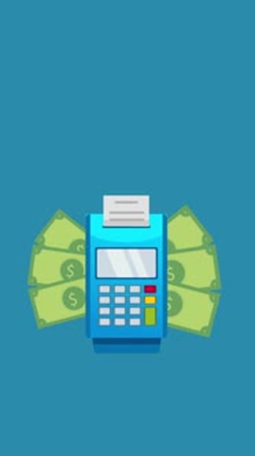 Animated Flat Design Payment Terminal Credit Card Transaction