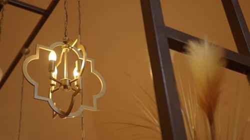 Chandelier with Decorative Interior Elements Close Up