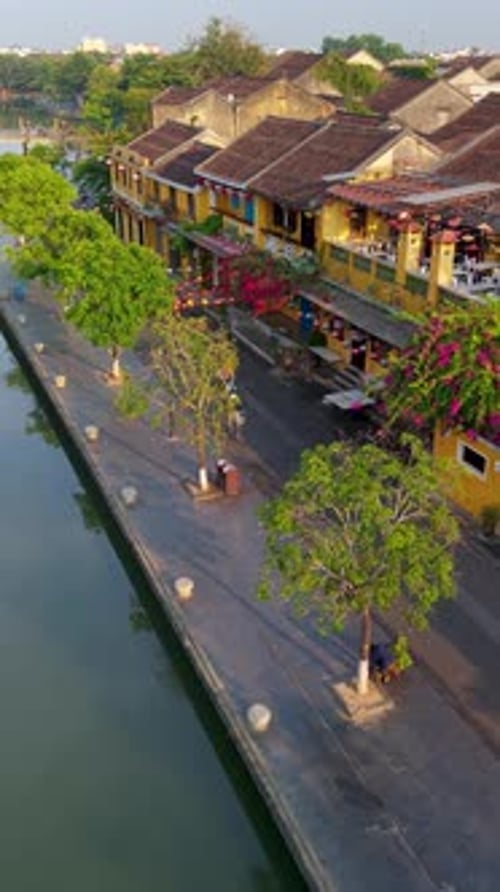 Vista aérea de drone da cidade de Hoi An, província de Quang Nam, Vietnã