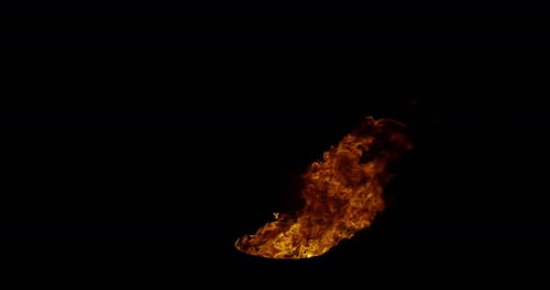 Ignite Collection: Medium flames burn out from a barrel located in bottom center on a dark backgroun