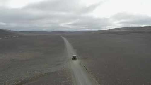 Iceland Aerial Black Sand Vehicle Dust Part 1