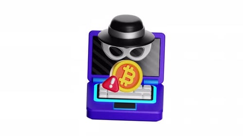 3D-Symbolanimation Bitcoin-Betrug