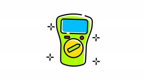 Animated Sketch Style Multimeter Icon for Technology and Science
