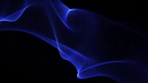 Abstract Blue Digital Wave Particles Flowing Network Background