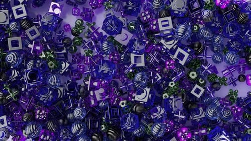 3d Abstract Background with Translucent Blue Purple and Green Geometric Shapes in a Chaotic