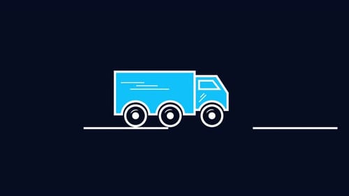 Flat Design Delivery Truck Icon Driving Animation