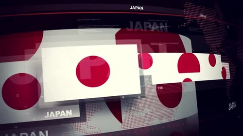 Japan Flag Reveal for Broadcast News with Global Data Graphics