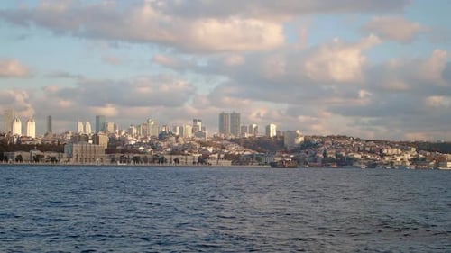 Stunning View of City Skyline By the Waterfront During Sunset in Istanbul